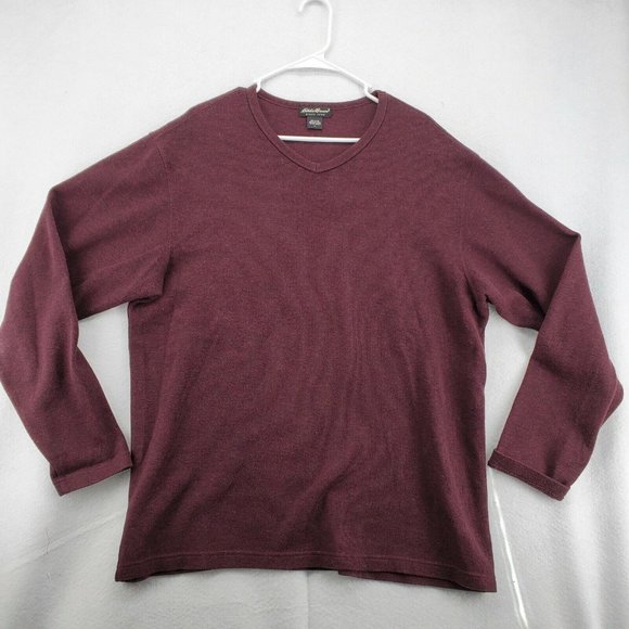 EDDIE BAUER Sweater Men's Long Sleeve V-Neck 100% Cotton Purple Size Large - Picture 2 of 12